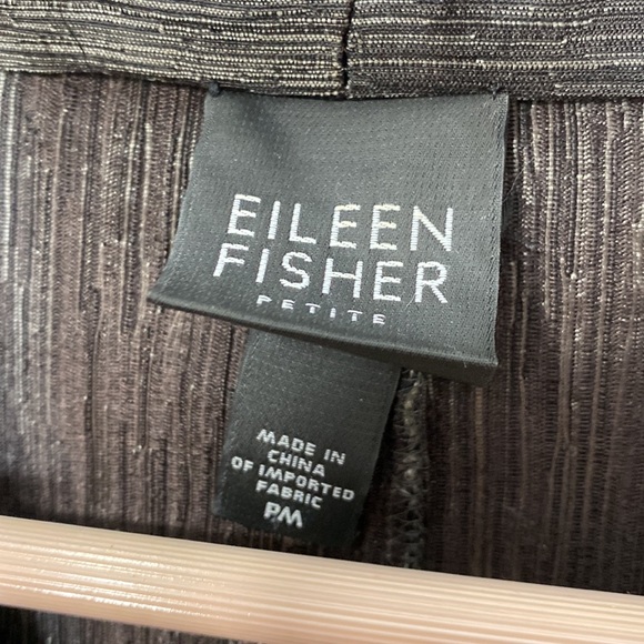 Eileen Fisher Formal Metallic Tunic V-Neck Long Sleeve Black Size: Petite Medium - Picture 3 of 3